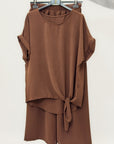 Completo morbido con pantaloni palazzo e top relaxed