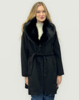 Cappotto in Panno con Maxi Collo in Ecopelliccia