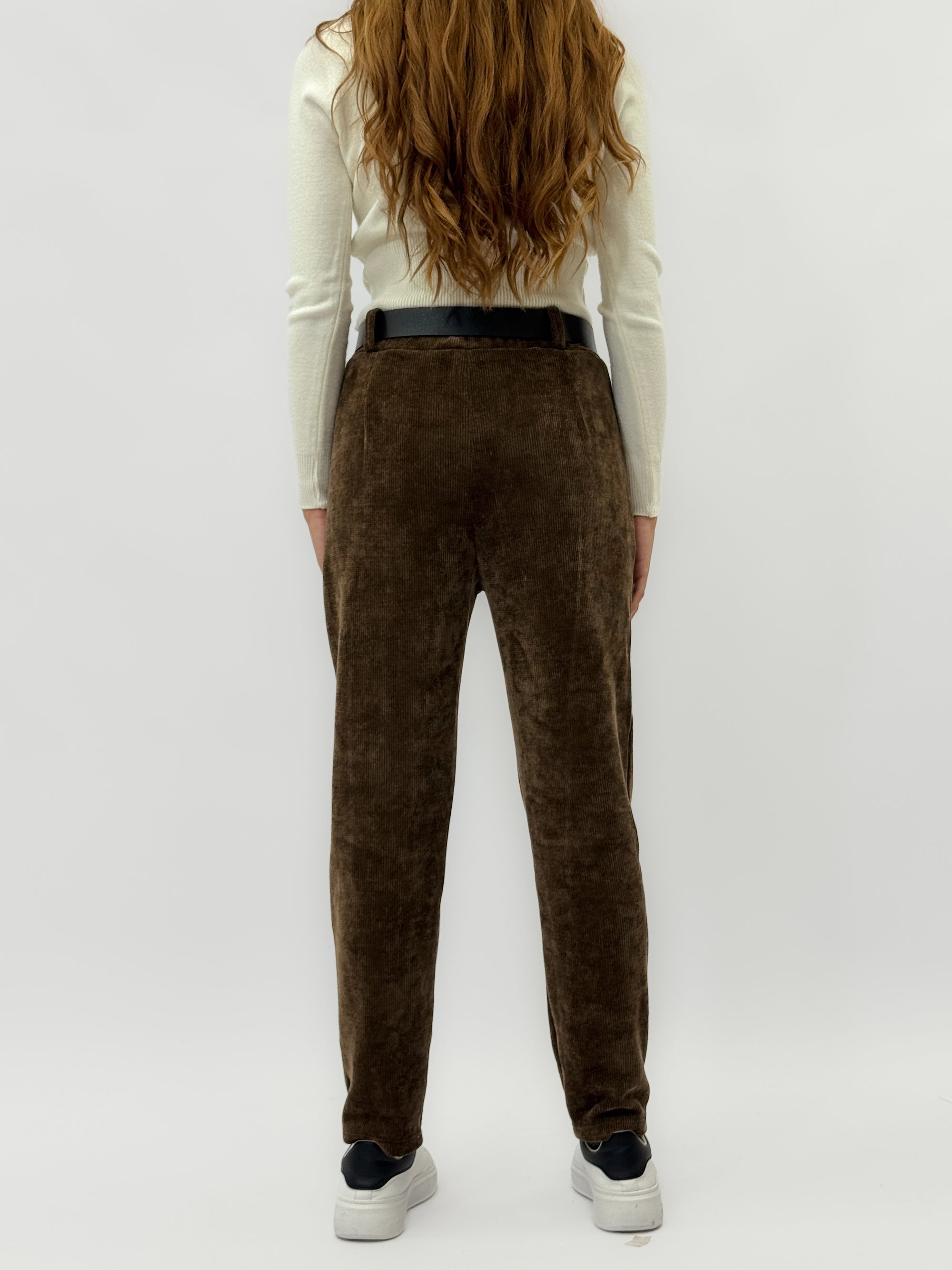 Pantaloni in velluto con cintura
