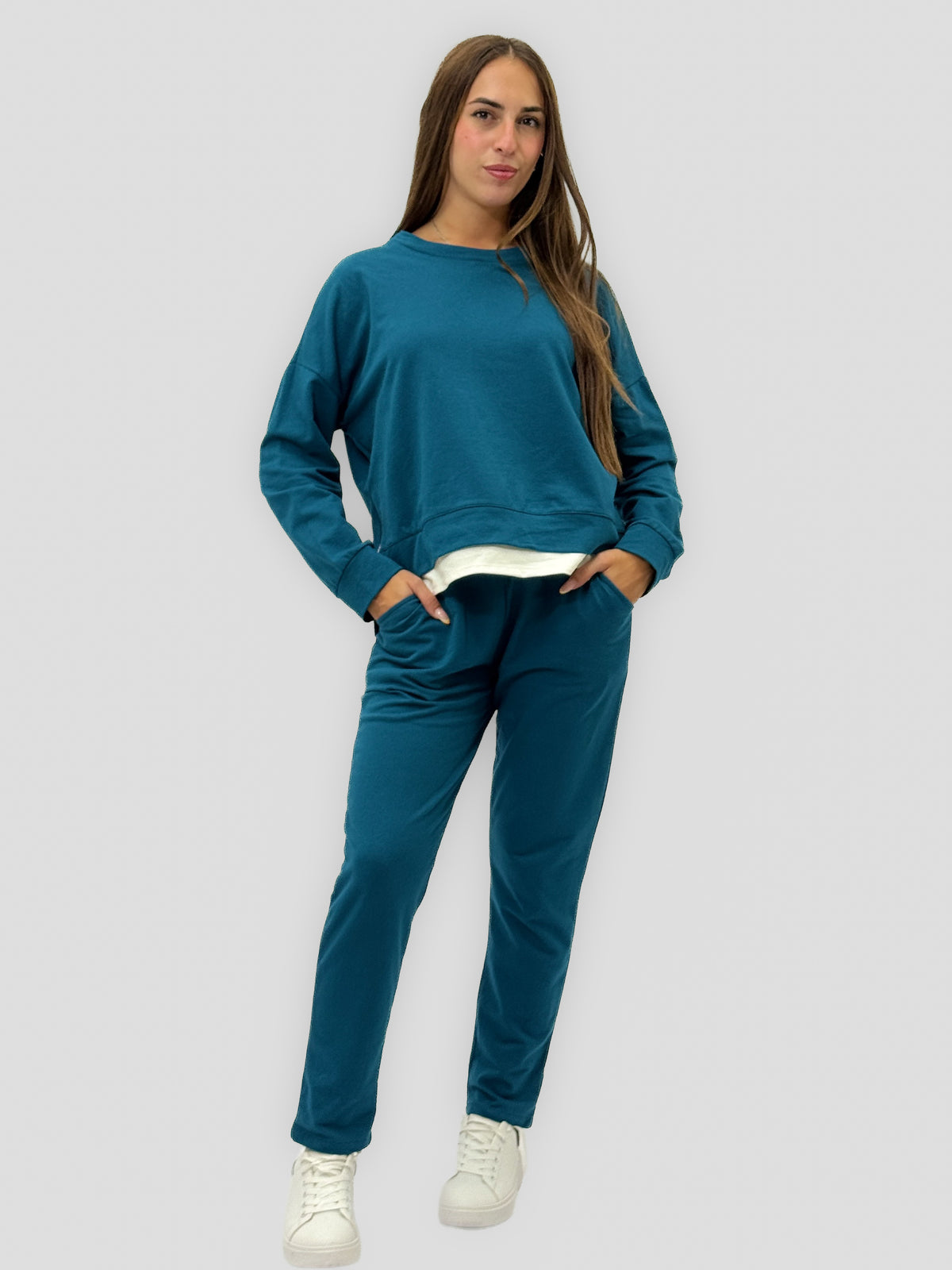 Tuta Donna in Cotone con Felpa e Pantaloni Jogger