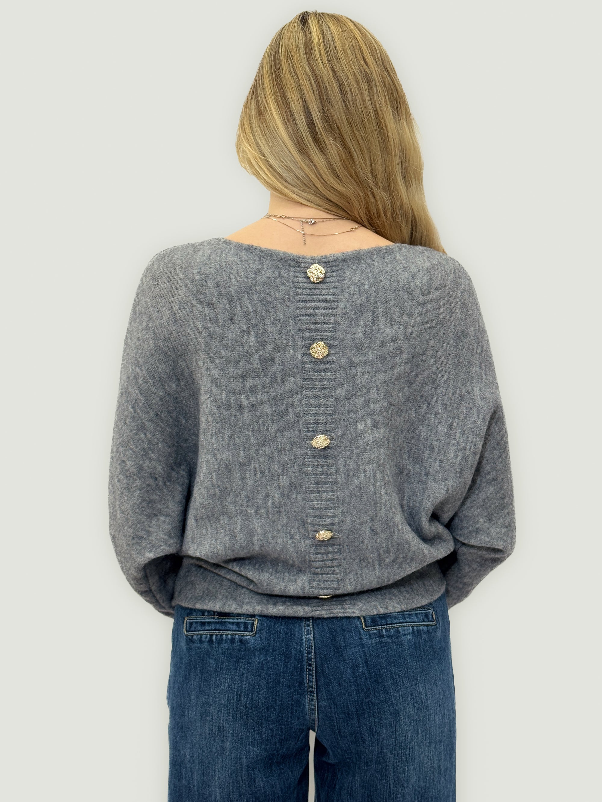 Maglia Morbida Reversibile con Bottoni Dorati