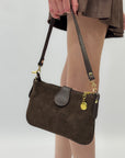 Borsa in vera pelle con fibbia H dorata
