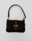 Borsa in vera pelle con fibbia H dorata