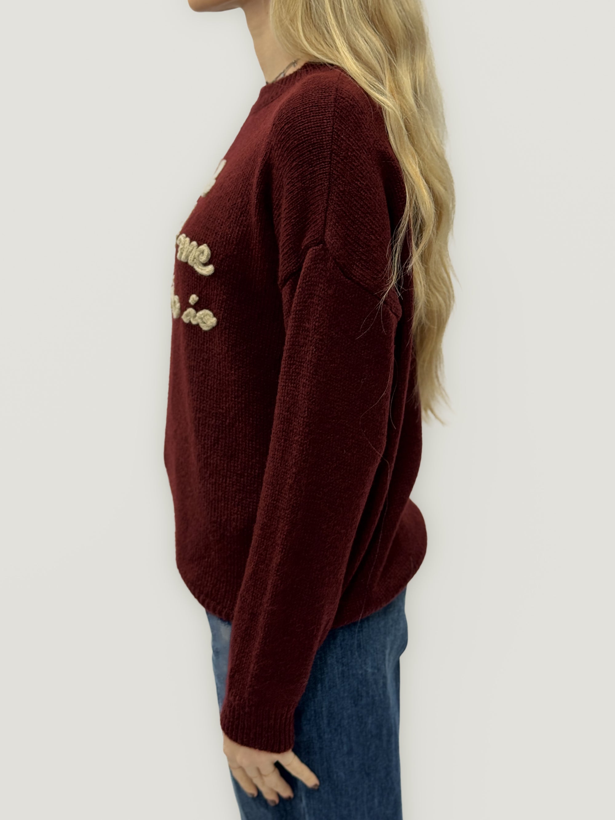 Maglione con Scritta Ricamata &quot;Anche secondo me ho ragione io&quot;