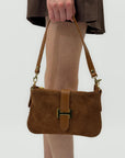 Borsa in vera pelle con fibbia H dorata