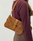 Borsa in vera pelle con fibbia H dorata