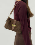 Borsa in vera pelle con fibbia H dorata