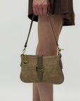 Borsa in vera pelle con fibbia H dorata