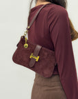 Borsa in vera pelle con fibbia H dorata