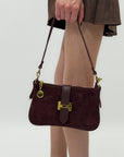 Borsa in vera pelle con fibbia H dorata