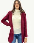 Cardigan morbido con cappuccio tinta unita