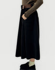 Gonna Midi in Vellutino con Piega Centrale