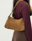 Borsa a spalla in vera pelle scamosciata Made in Italy