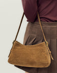 Borsa a spalla in vera pelle scamosciata Made in Italy