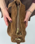 Borsa a spalla in vera pelle scamosciata Made in Italy