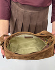 Borsa a spalla in vera pelle scamosciata Made in Italy