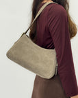 Borsa a spalla in vera pelle scamosciata Made in Italy