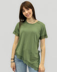 T-shirt asimmetrica con inserti in pizzo