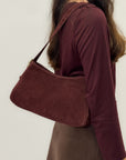 Borsa a spalla in vera pelle scamosciata Made in Italy