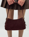 Borsa a spalla in vera pelle scamosciata Made in Italy