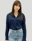 Camicia fluida con colletto e abbottonatura frontale