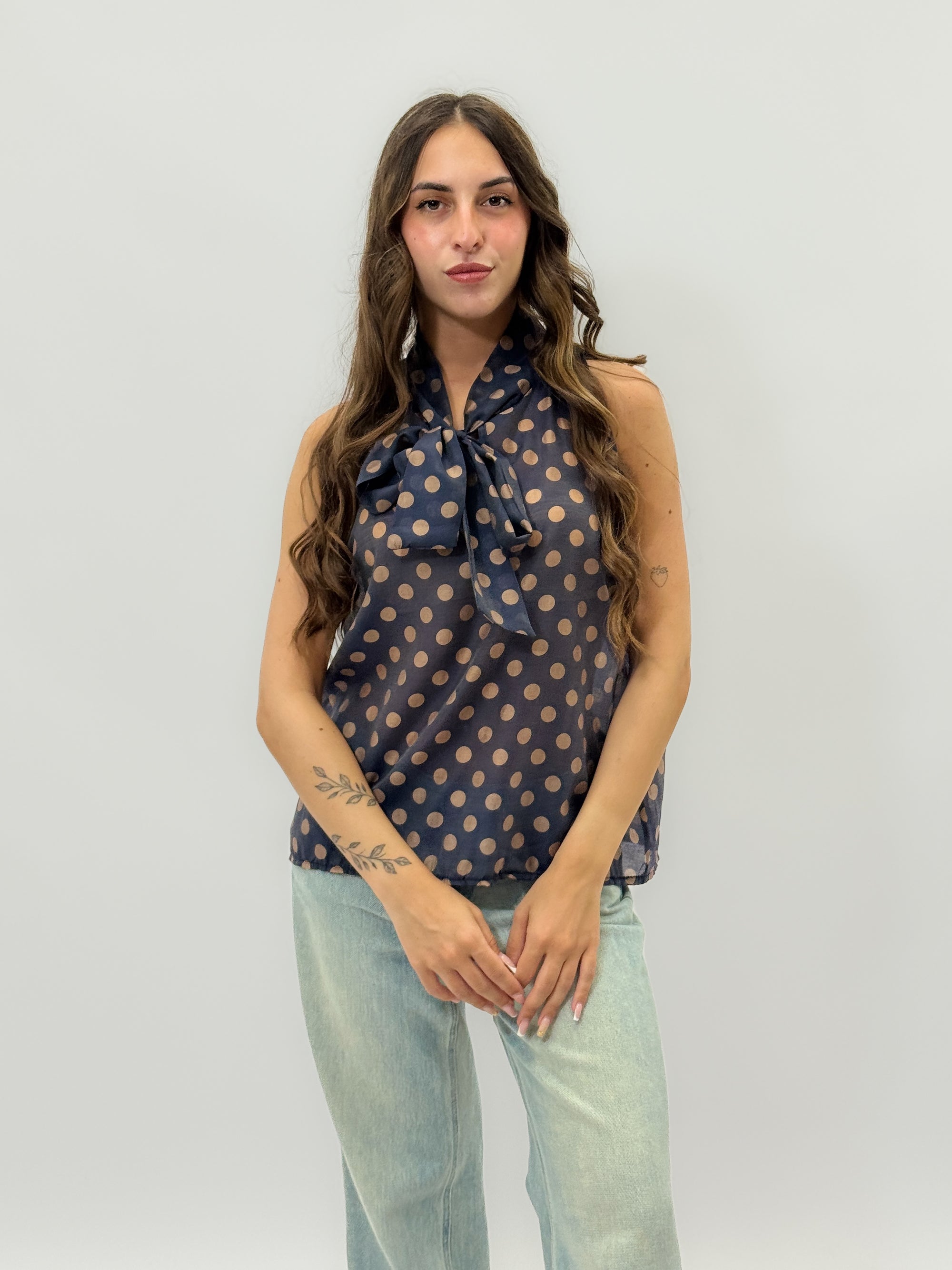 Camicia fiocco a pois