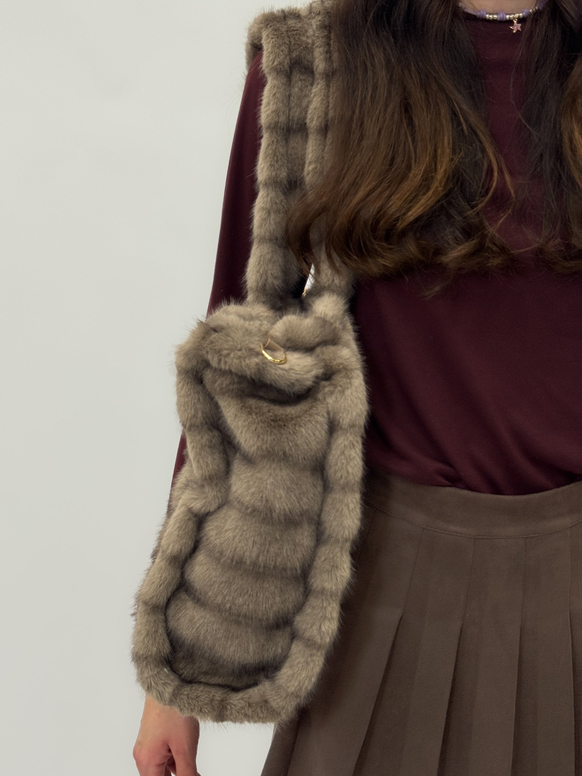 Maxi shopper in pelliccia ecologica