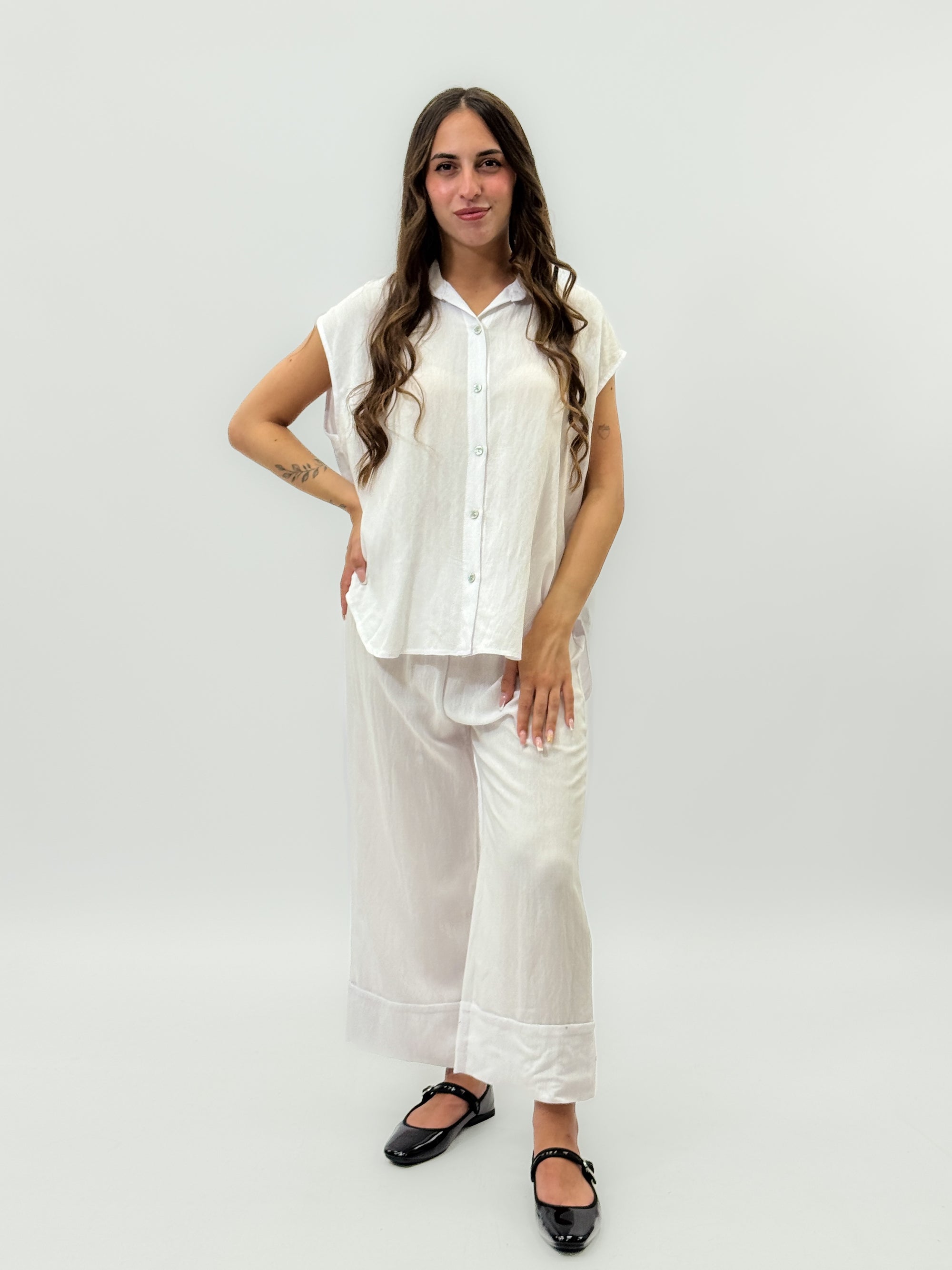 Completo maglia e pantalone in lino
