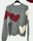 Maglione con cuori a contrasto misto lana – Morbido e romantico