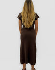 Abito lungo donna in maglia con scollo a V