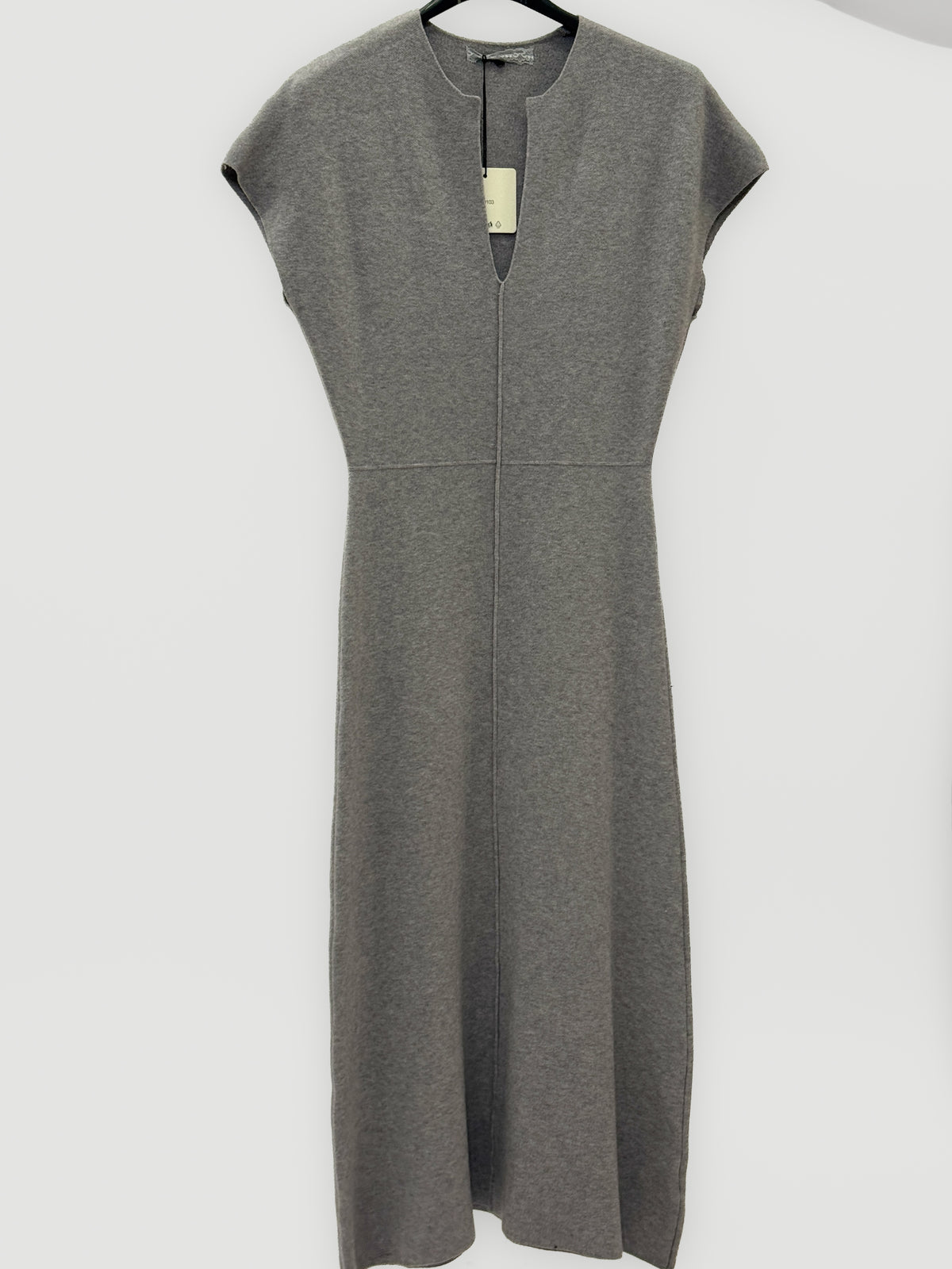 Abito lungo donna in maglia con scollo a V