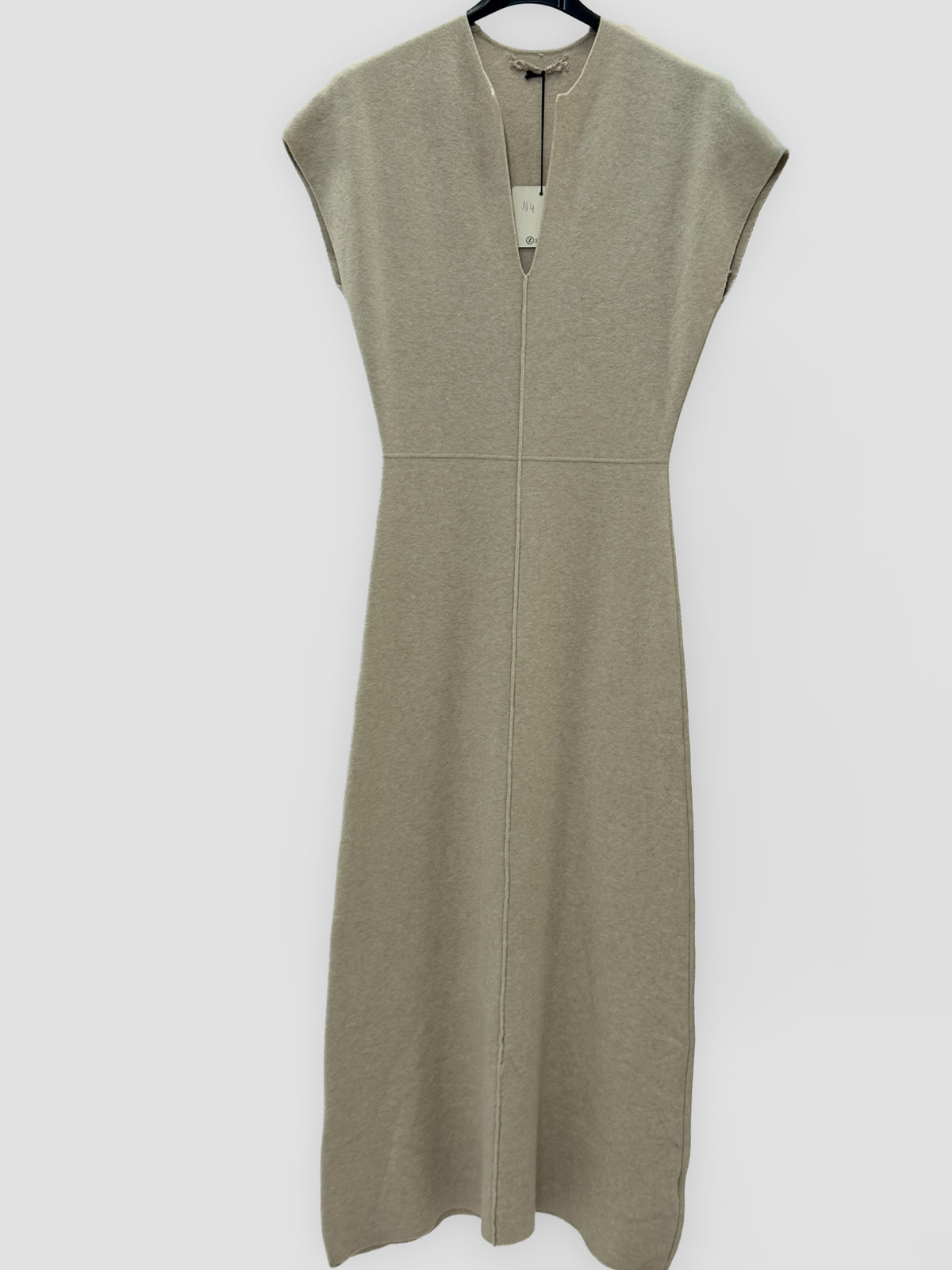Abito lungo donna in maglia con scollo a V