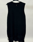 Abito smanicato donna in maglia con bordo in ecopelliccia