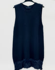 Abito smanicato donna in maglia con bordo in ecopelliccia