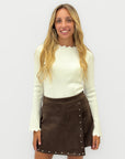 Maglia donna con strass e collo alto
