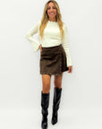 Gonna pantalone donna effetto suede con borchie