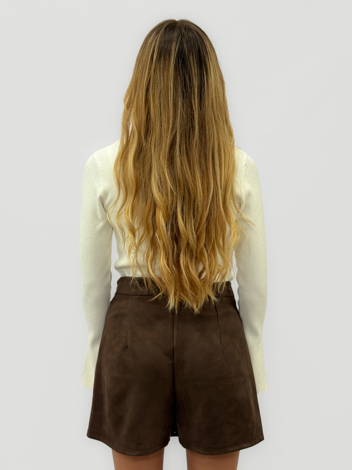 Gonna pantalone donna effetto suede con borchie