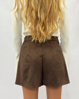 Gonna pantalone donna effetto suede con borchie