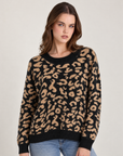 Maglia donna animalier girocollo a maniche lunghe Nero indossata da Polly 2, foto 3