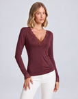 Maglia Scollo a V con Cashmere e Pizzo