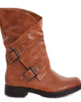 Stivali donna bassi biker con fibbie