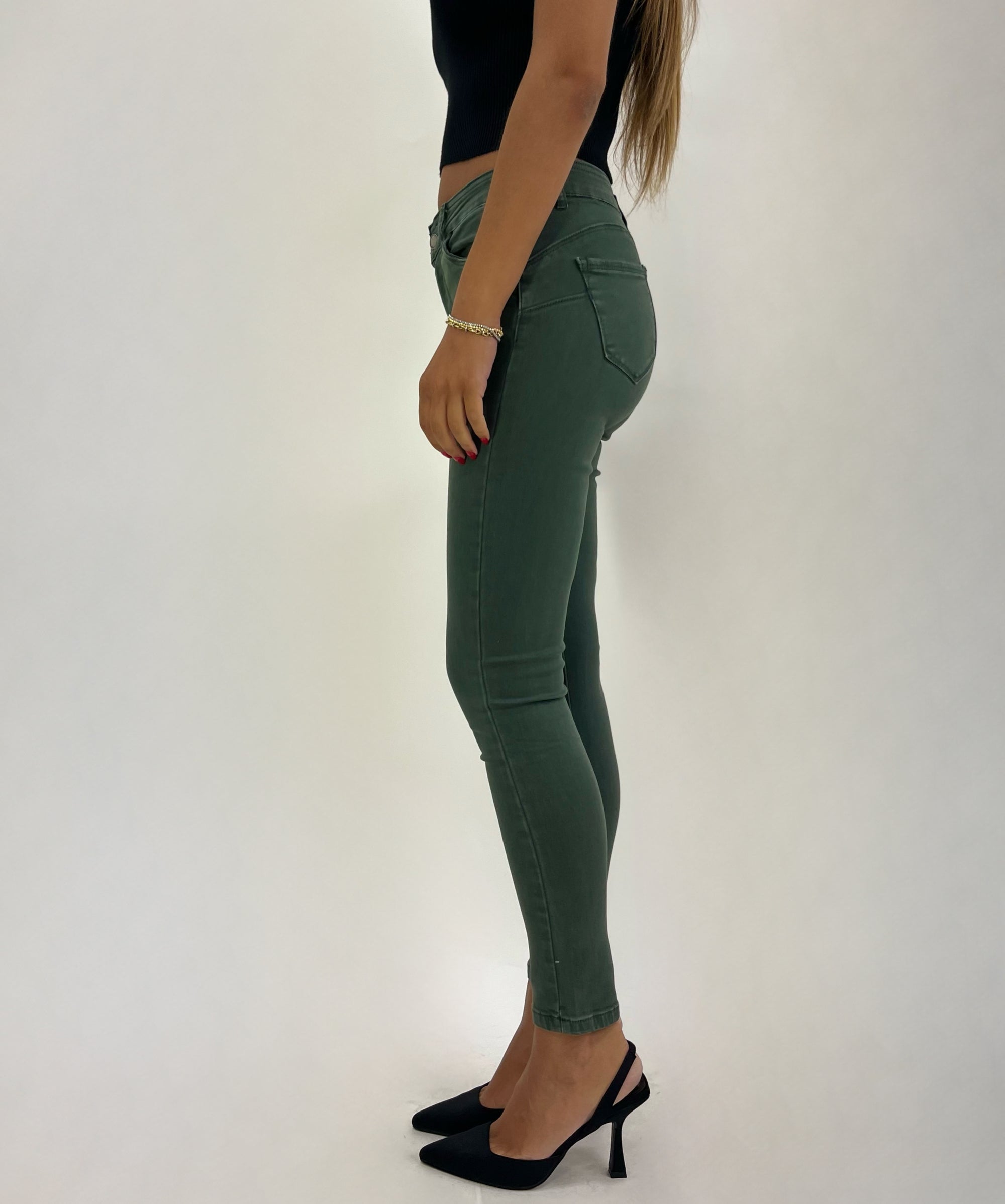 Pantaloni basic in cotone colorati push-up