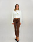 Pantaloni basic in cotone colorati push-up