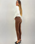 Pantaloni basic in cotone colorati push-up