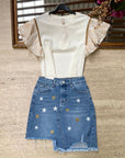 Minigonna in denim con stelline