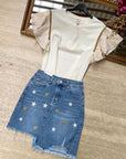 Minigonna in denim con stelline
