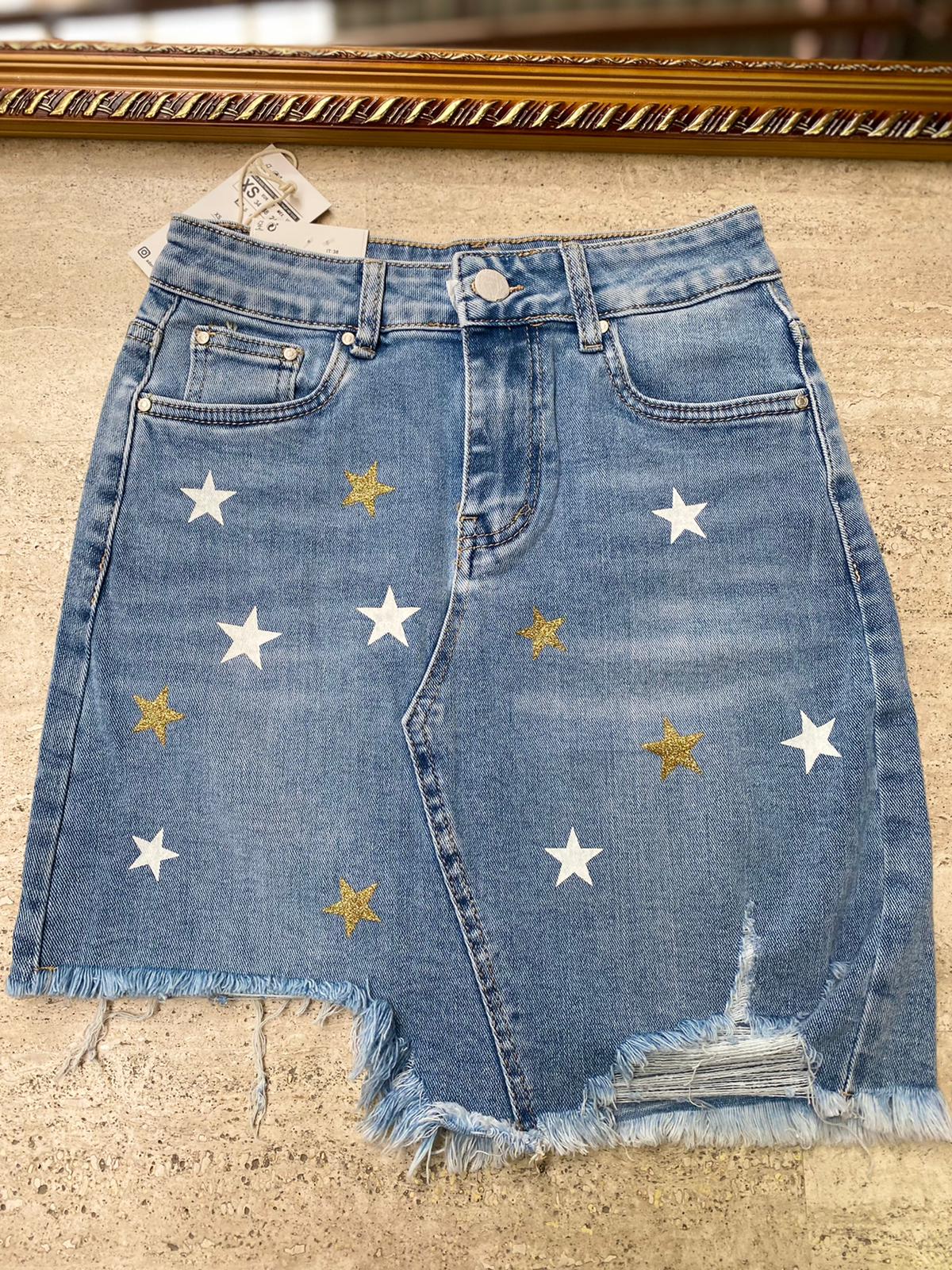 Minigonna in denim con stelline