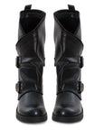 Stivali donna bassi biker con fibbie