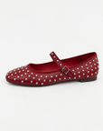 Ballerine Gaia rosso con borchie argentate - vista laterale