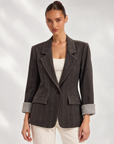 Blazer donna gessato marrone – Polly 6 – frontale